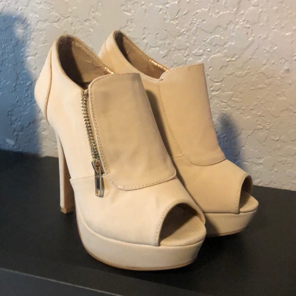 Tan zipper heels